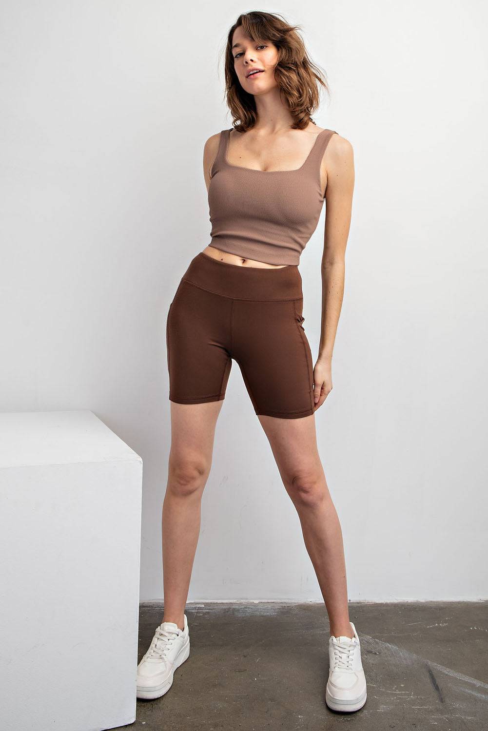 Nylon Rib Square Neck Top - Hype Up