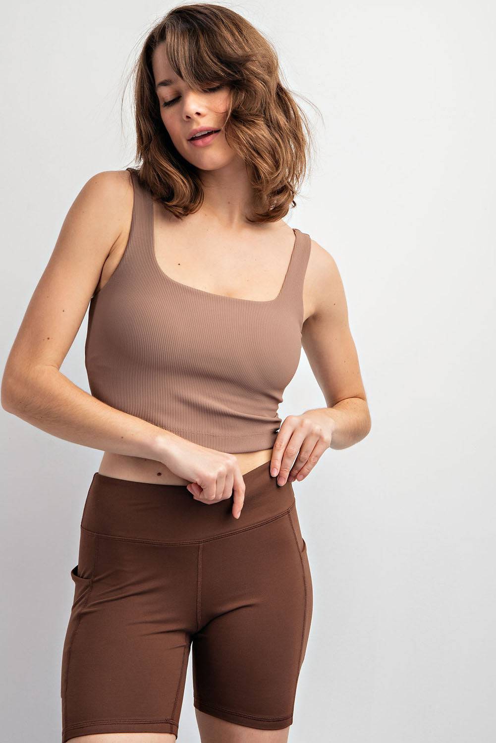 Nylon Rib Square Neck Top - Hype Up