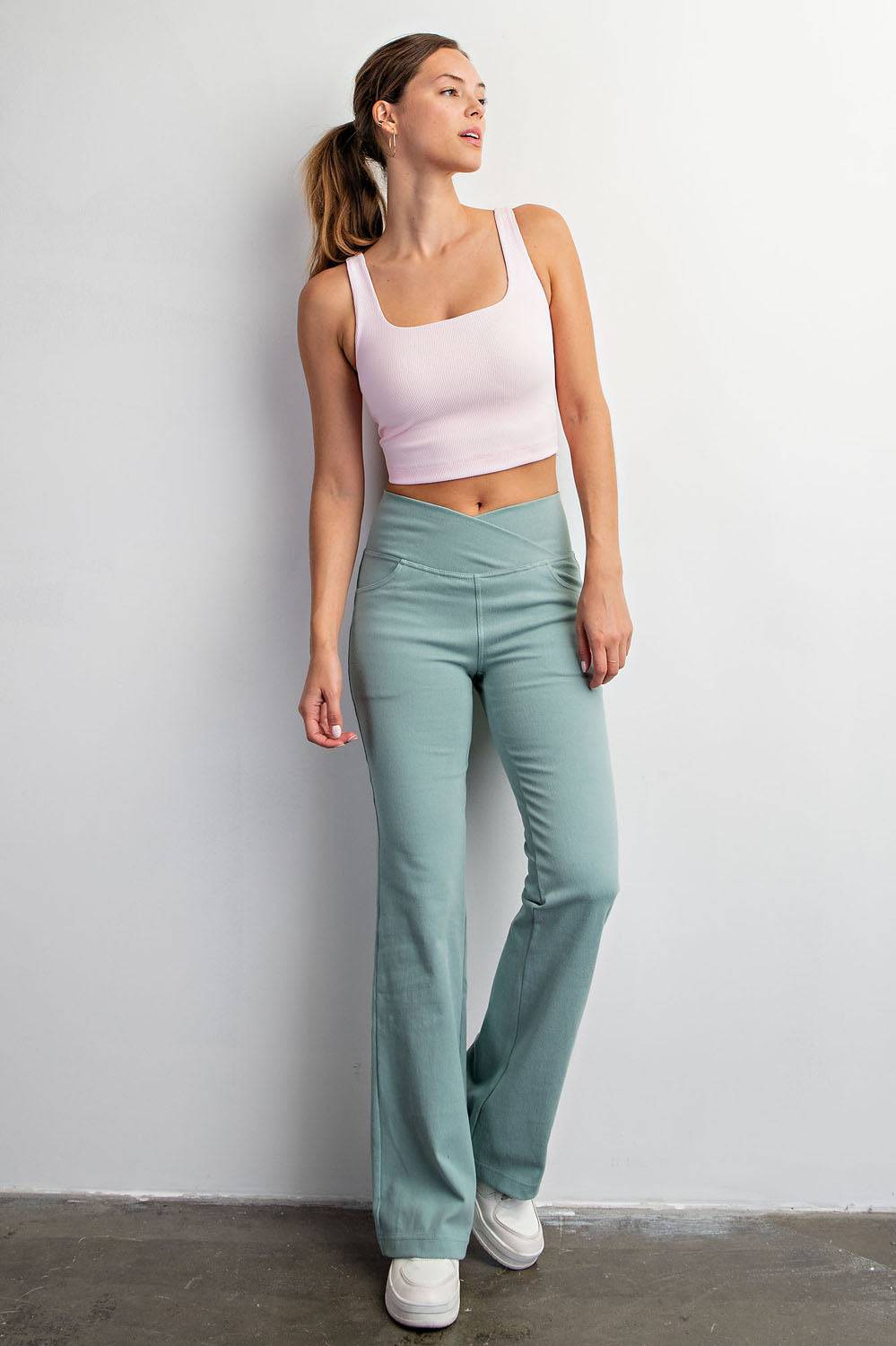 Nylon Rib Square Neck Top - Hype Up