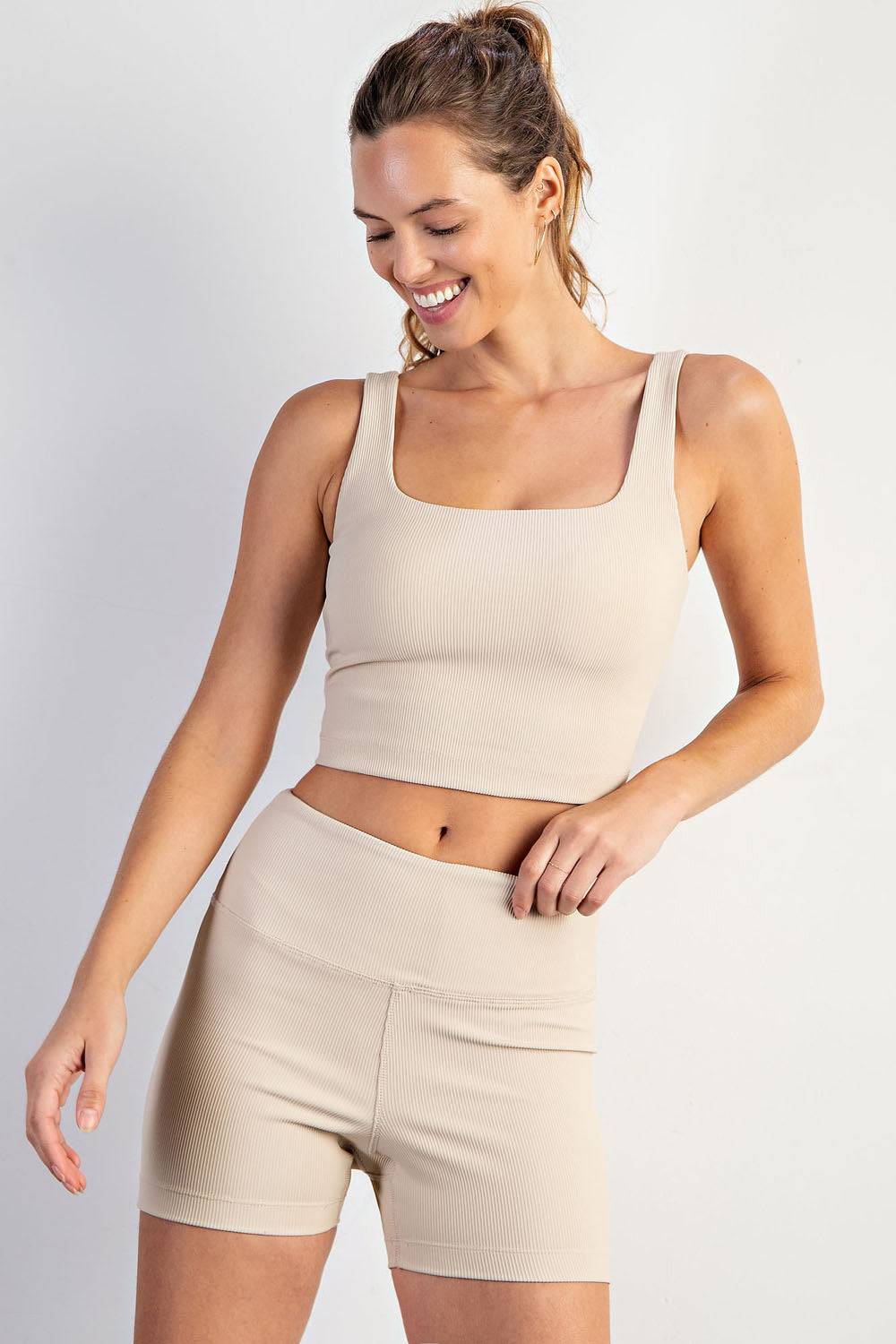 Nylon Rib Square Neck Top - Hype Up