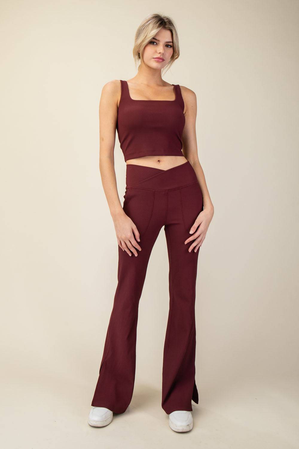 Nylon Rib Square Neck Top - Hype Up