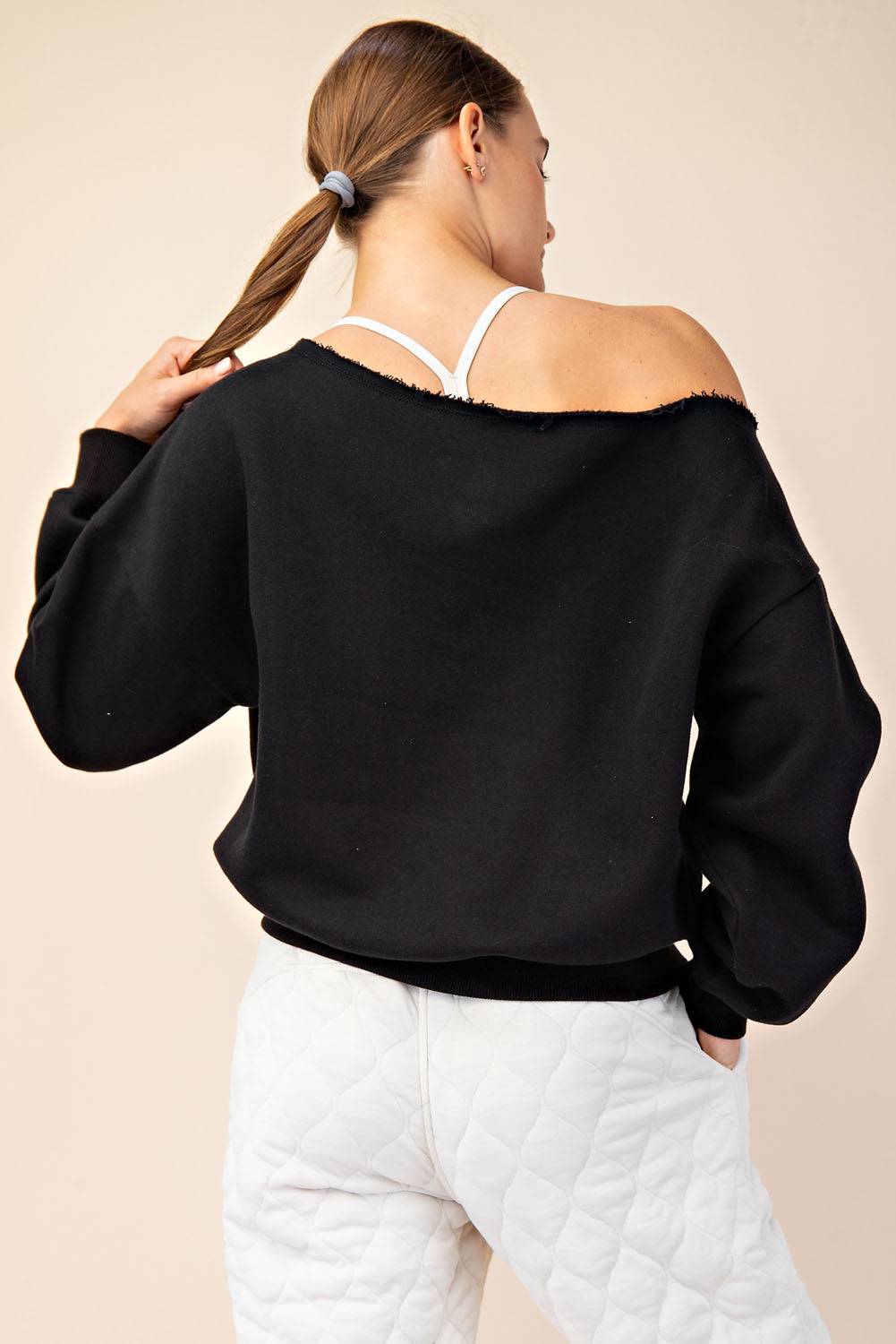 Off Shoulder Sweatshirt - Hype Up