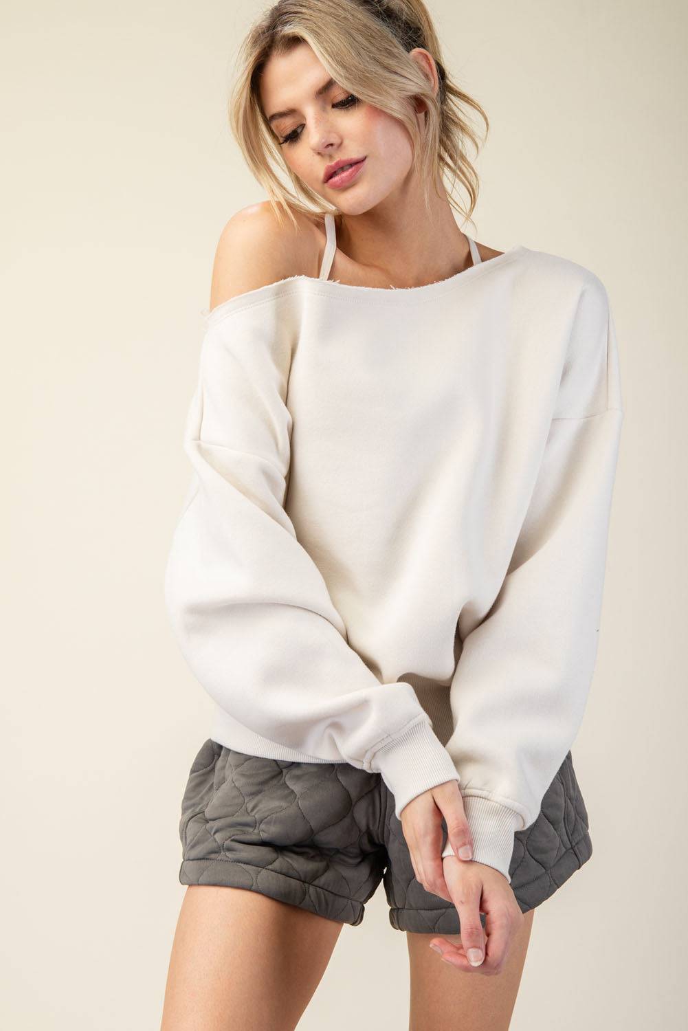Off Shoulder Sweatshirt - Hype Up