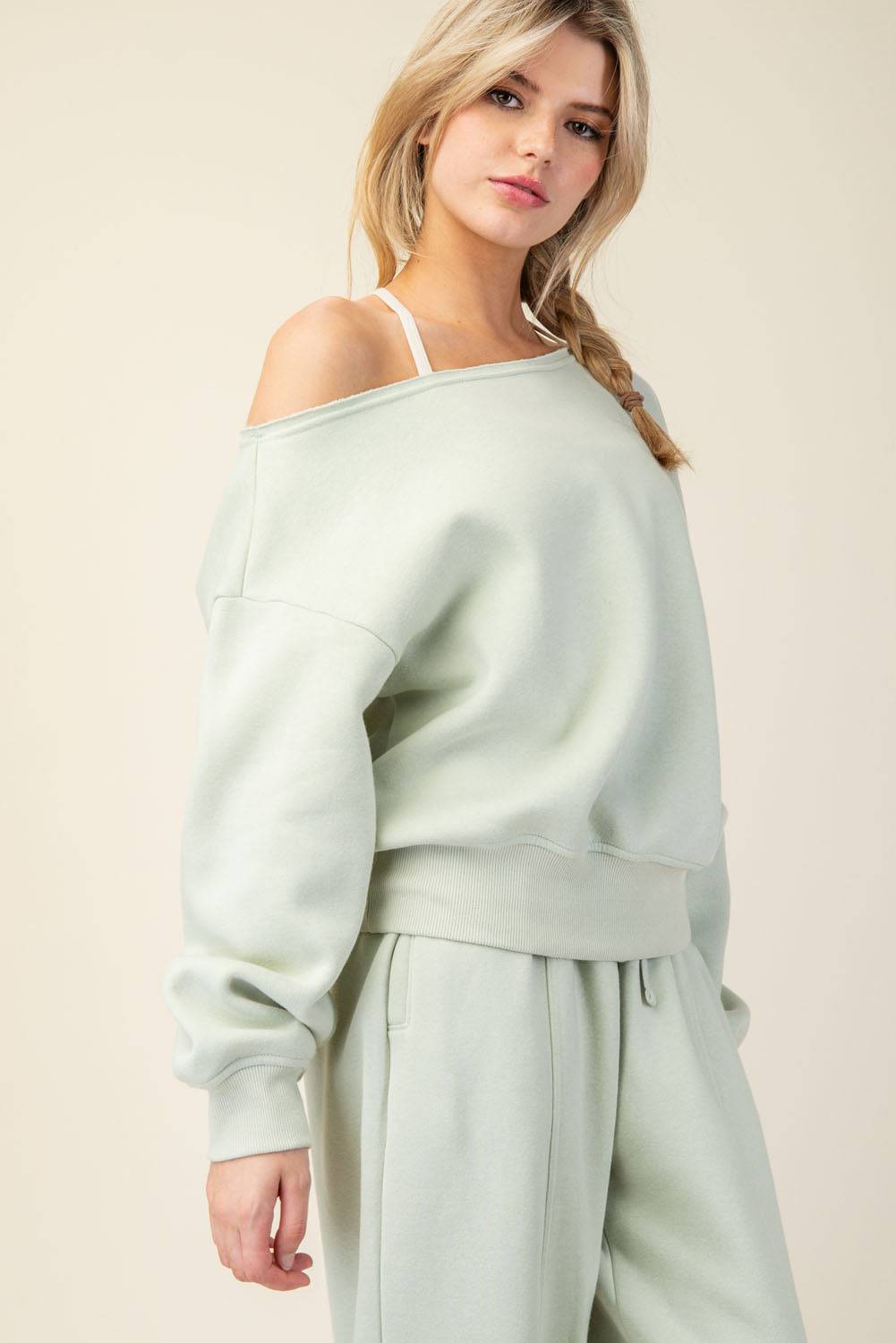 Off Shoulder Sweatshirt - Hype Up