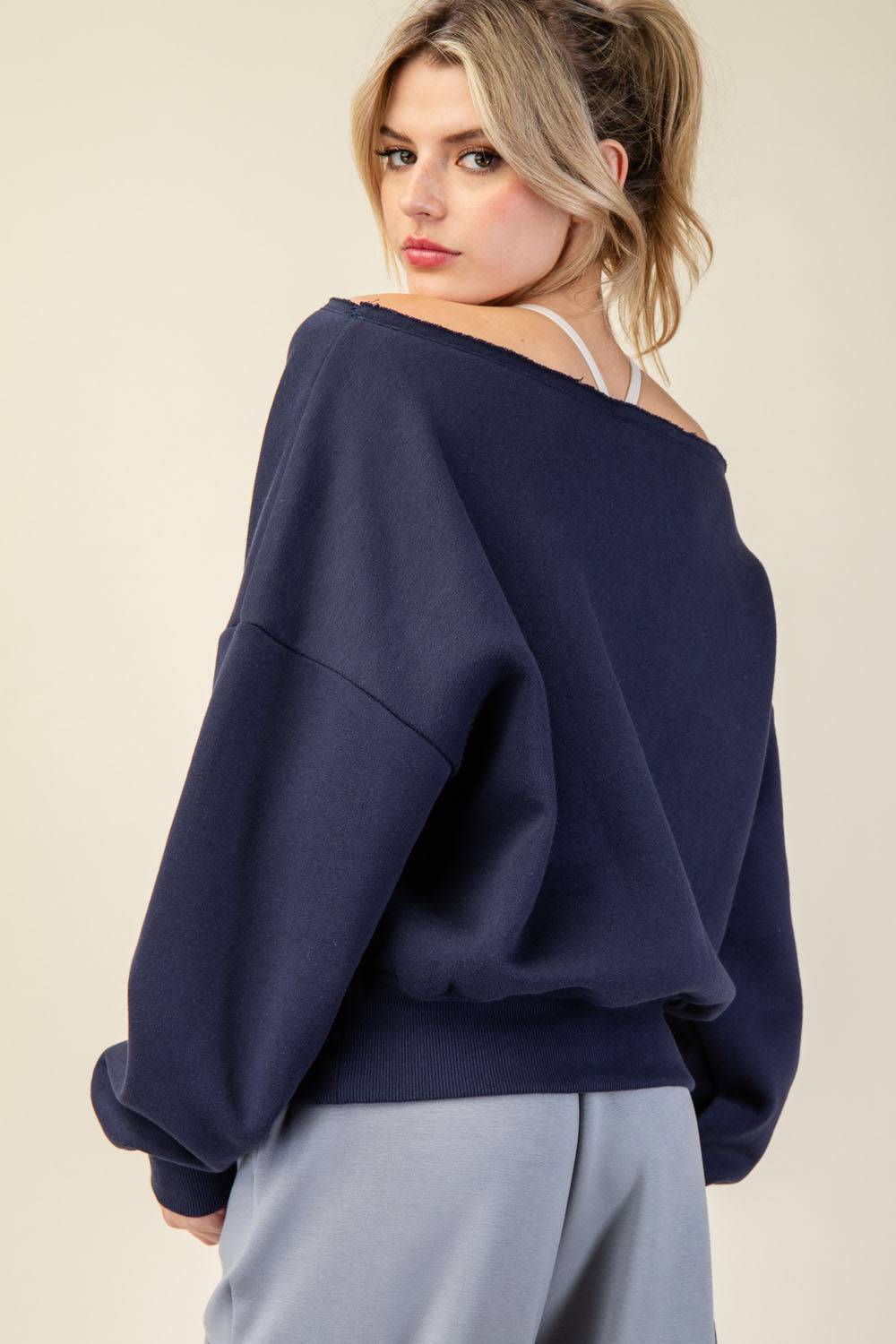 Off Shoulder Sweatshirt - Hype Up