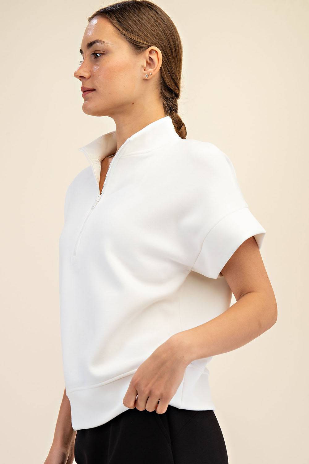 Modal Scuba Quarter Mock Neck Zip Top - Hype Up