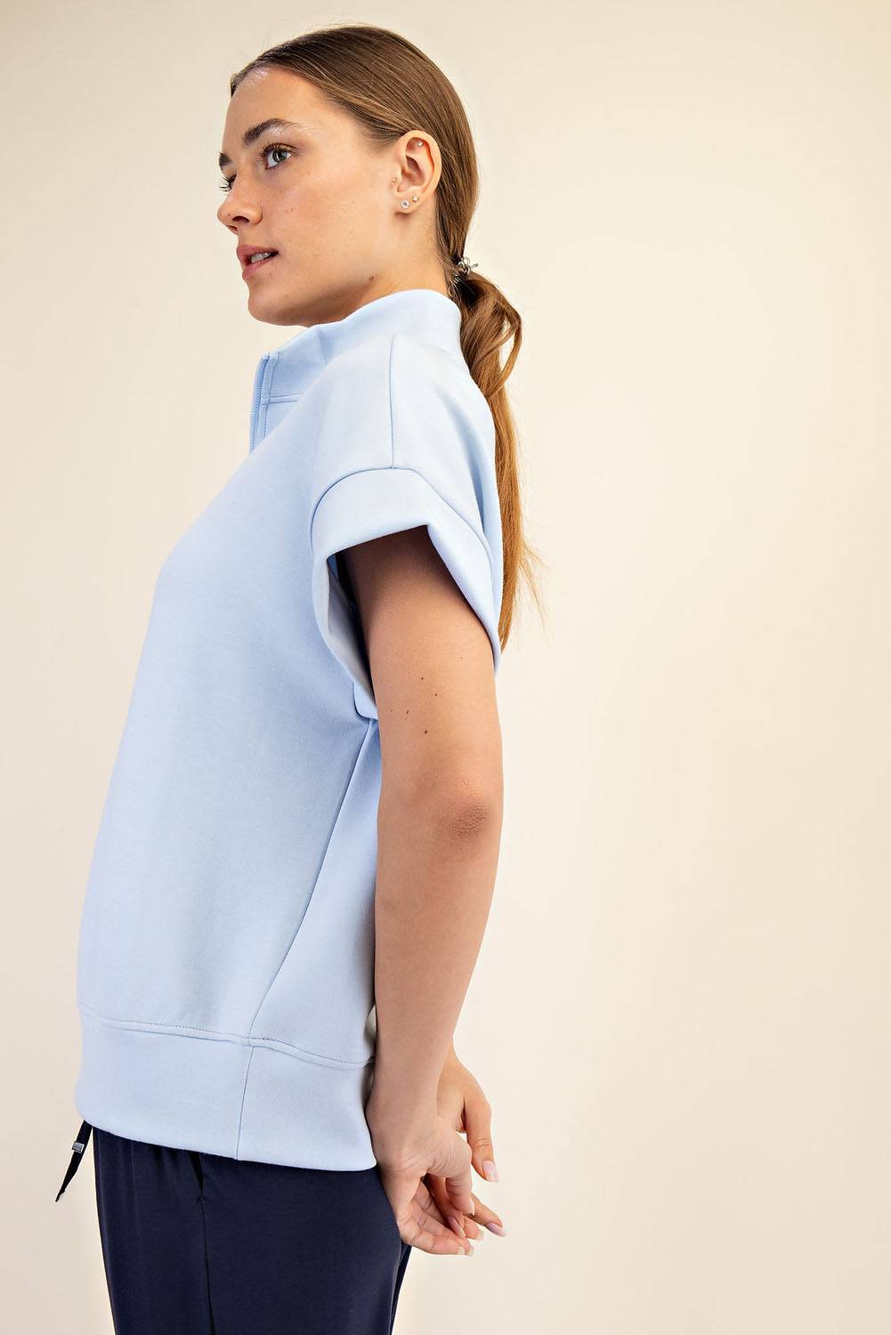 Modal Scuba Quarter Mock Neck Zip Top - Hype Up