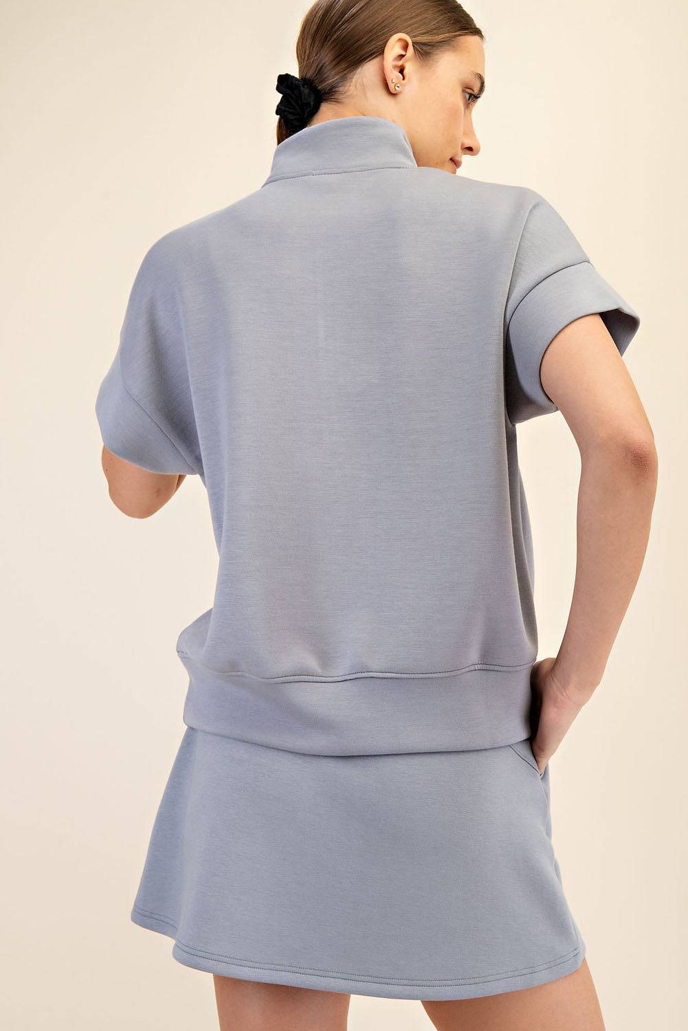 Modal Scuba Quarter Mock Neck Zip Top - Hype Up