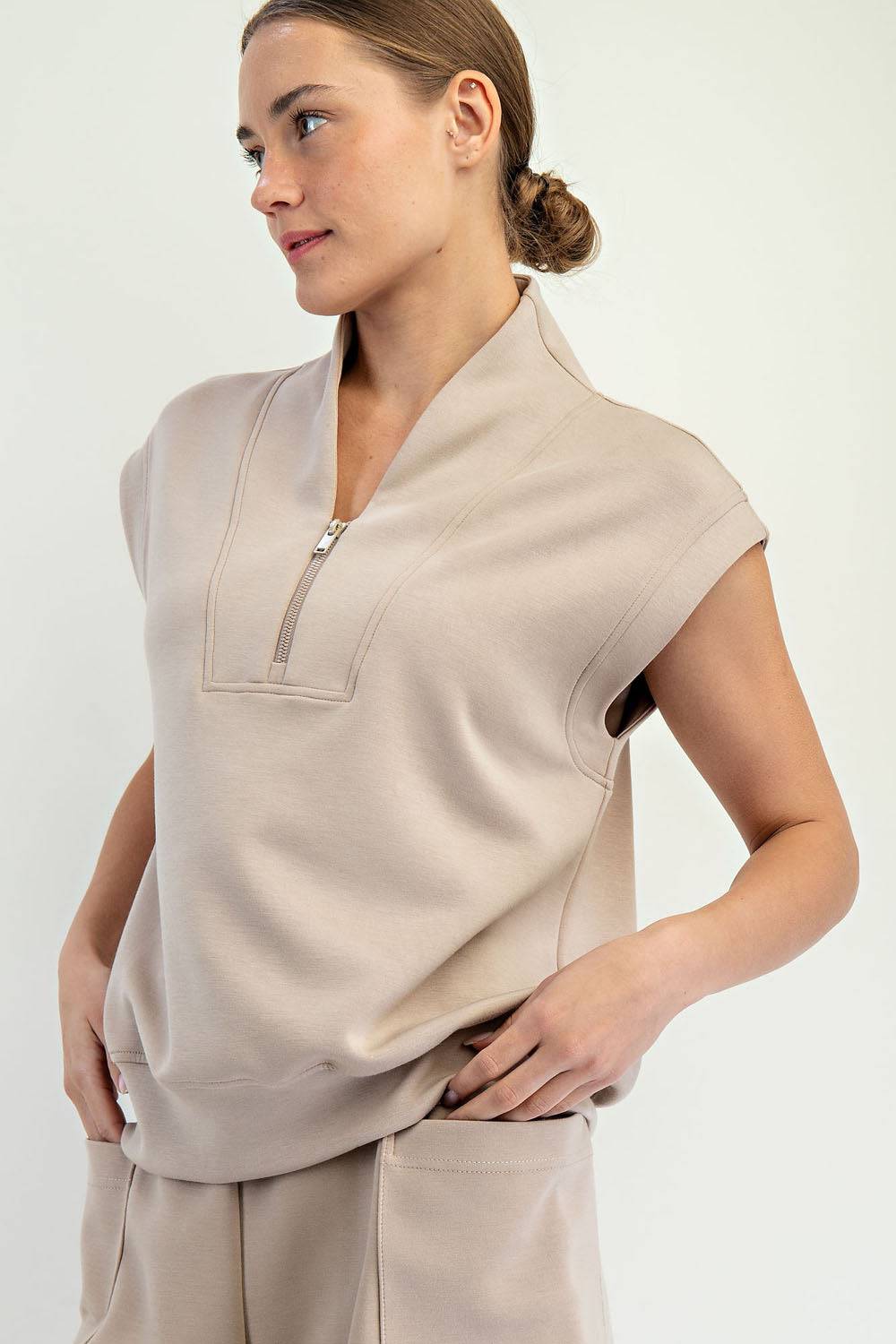 Modal Scuba V-neck Top - Hype Up