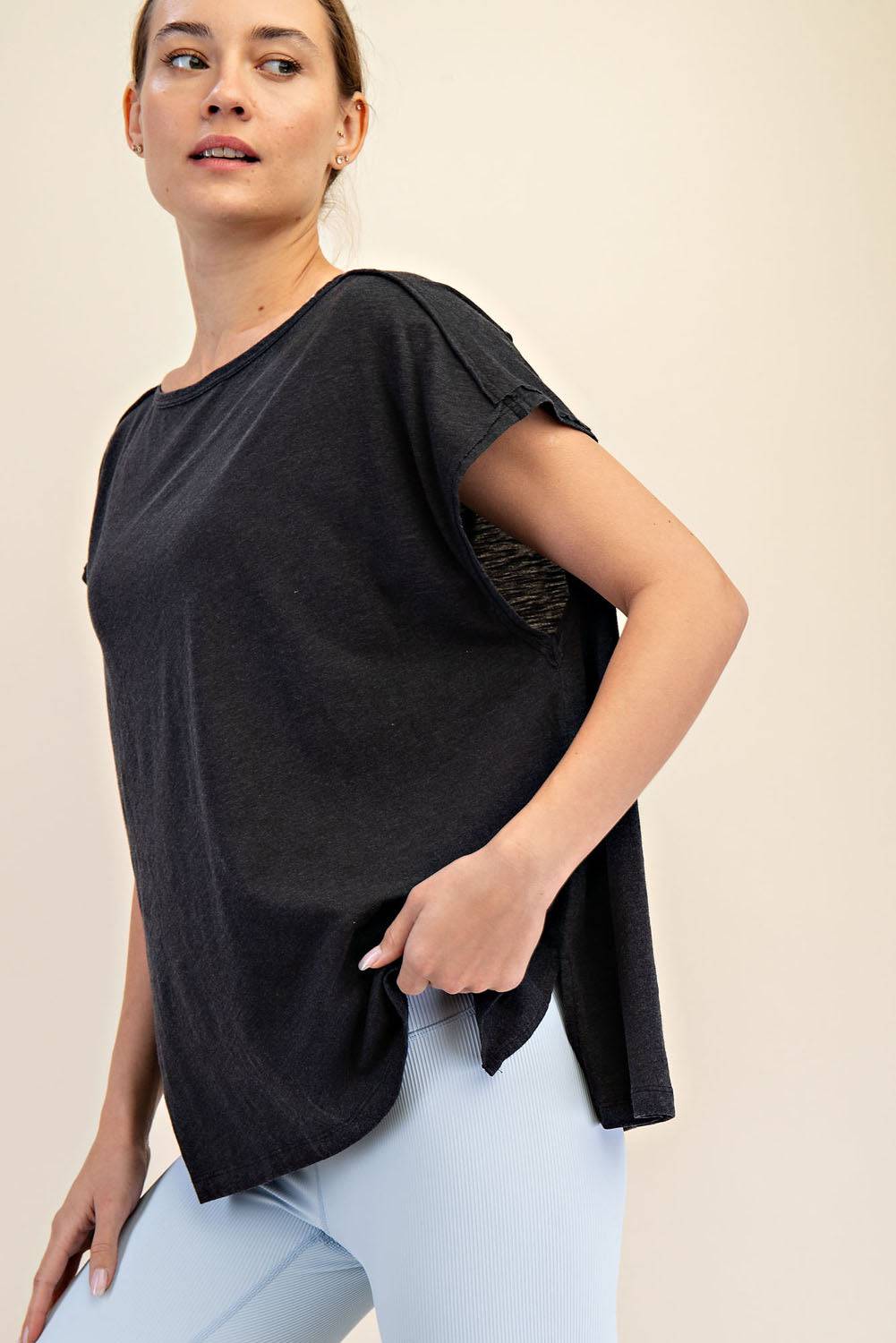 CVC Slub Oversized Short Sleeve Top - Hype Up