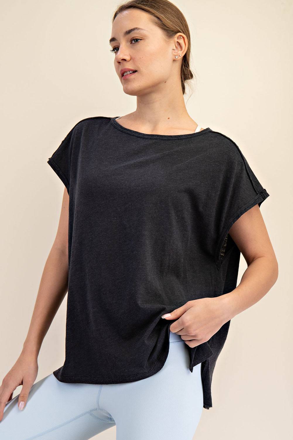 CVC Slub Oversized Short Sleeve Top - Hype Up