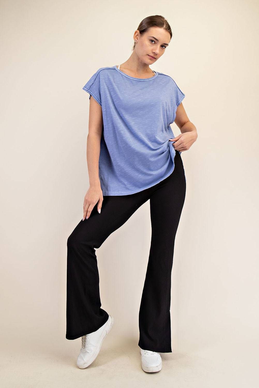 CVC Slub Oversized Short Sleeve Top - Hype Up