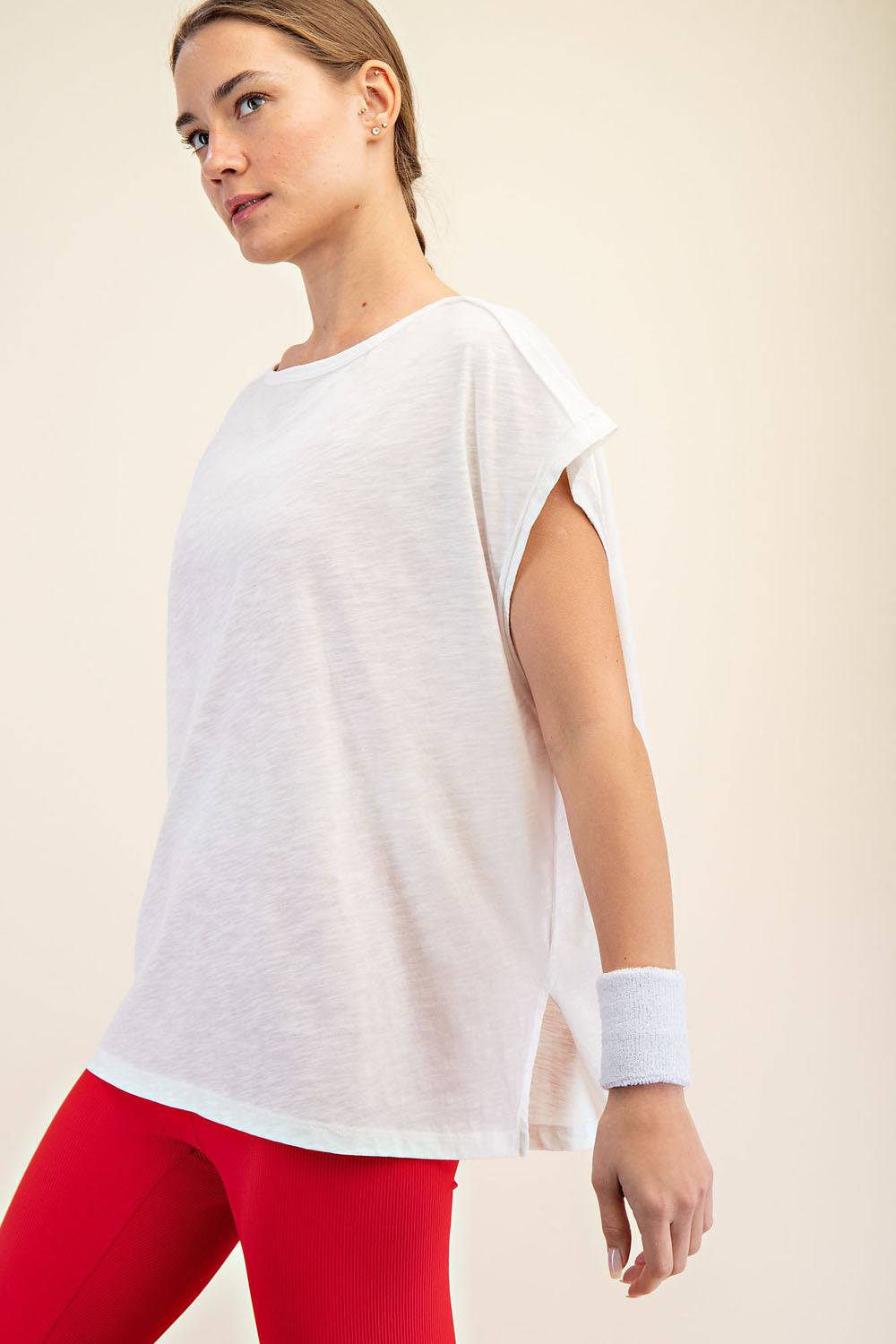 CVC Slub Oversized Short Sleeve Top - Hype Up