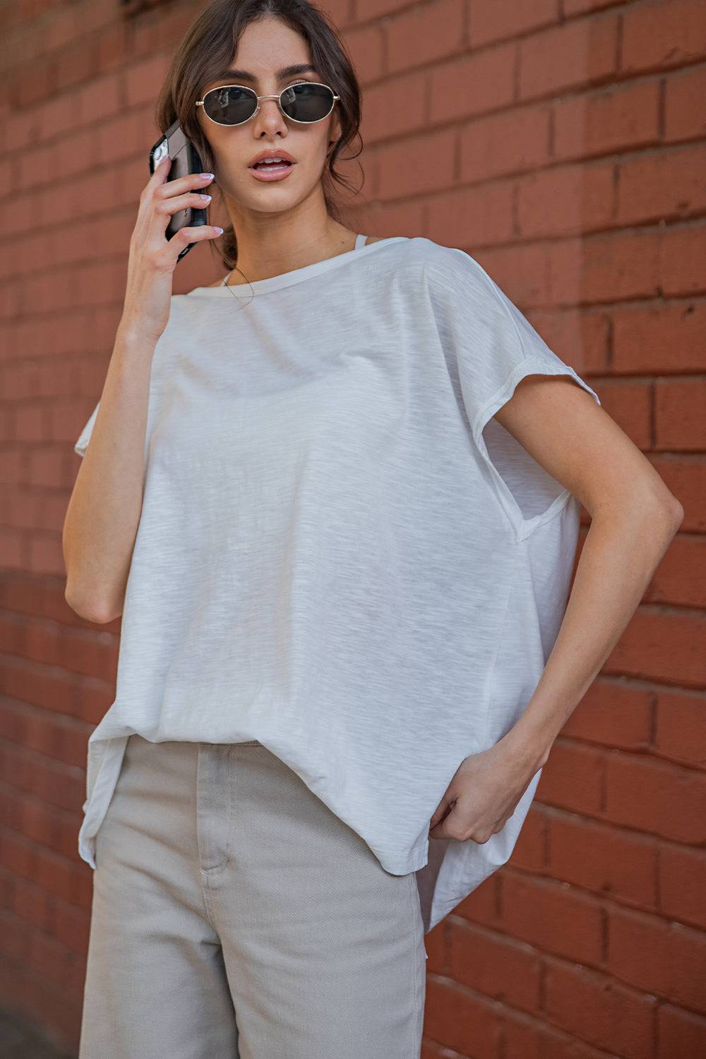 CVC Slub Oversized Short Sleeve Top - Hype Up