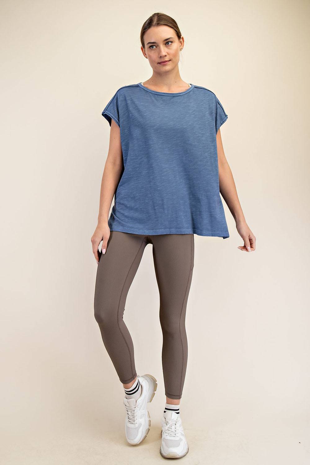 CVC Slub Oversized Short Sleeve Top - Hype Up