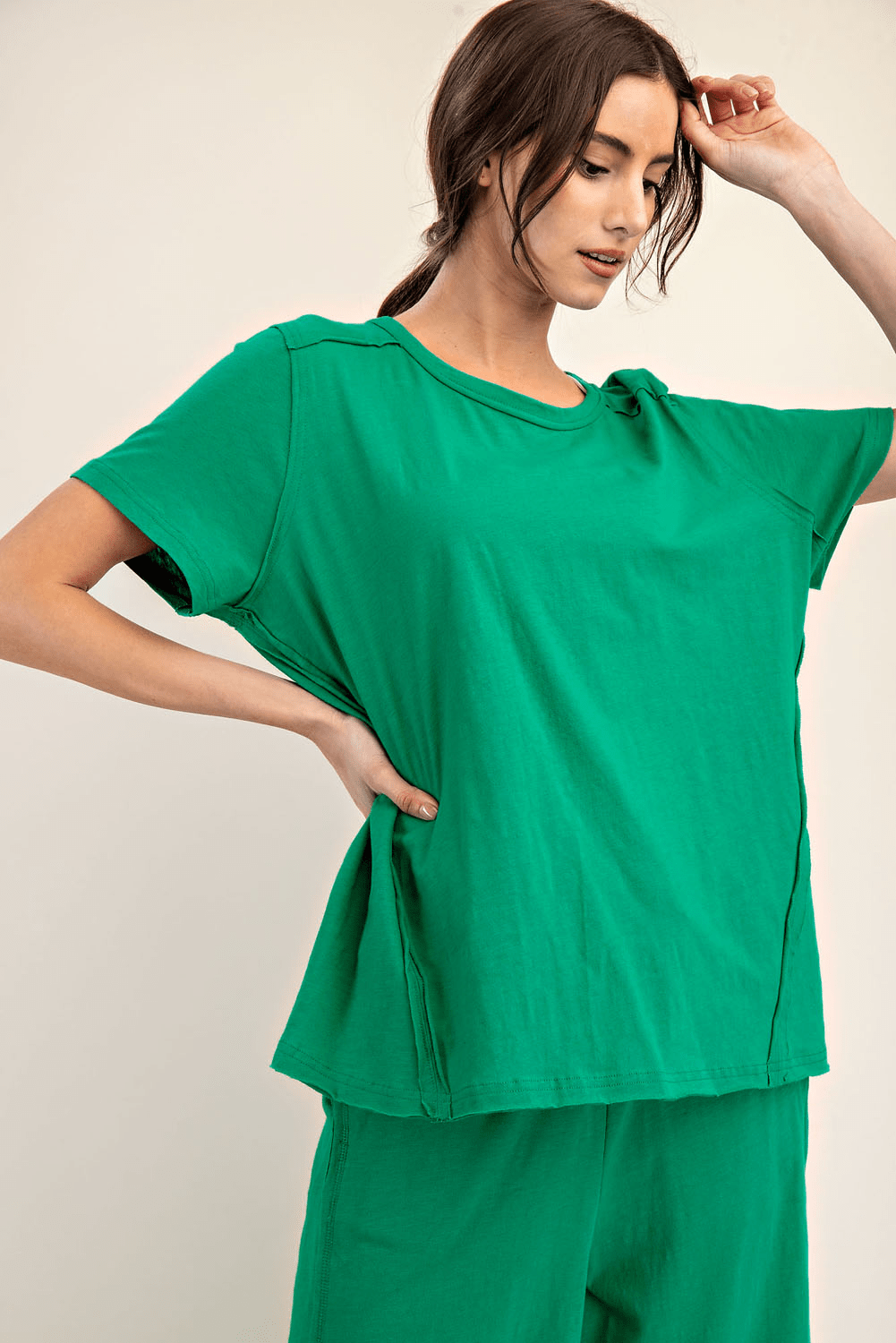 Cotton Slub Shot Sleeve Top - Hype Up