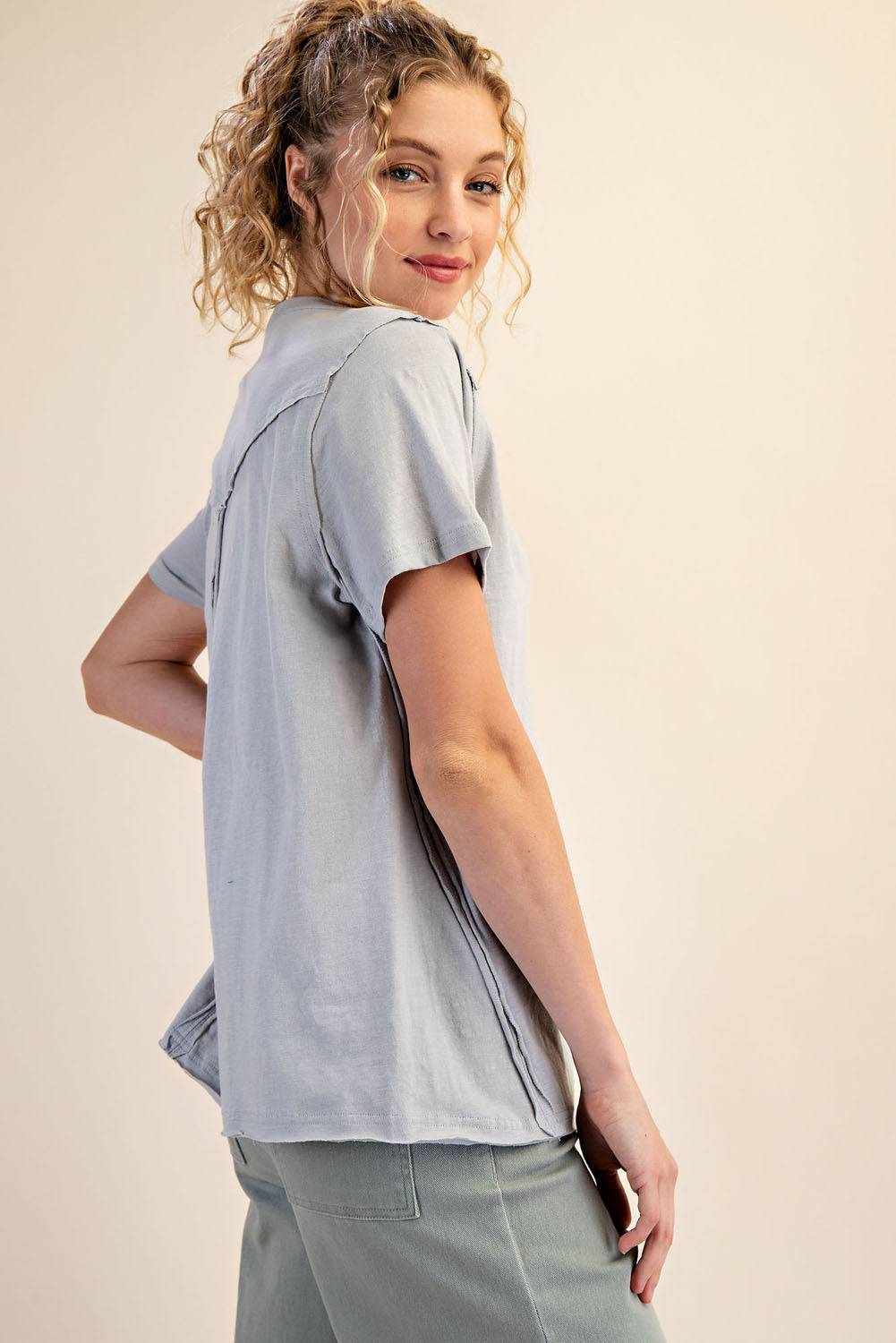 Cotton Slub Shot Sleeve Top - Hype Up