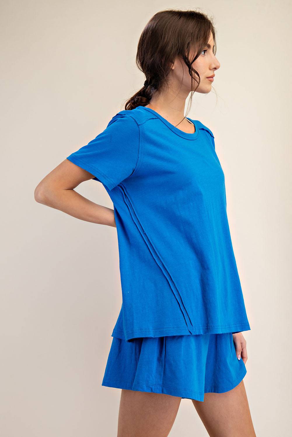 Cotton Slub Shot Sleeve Top - Hype Up