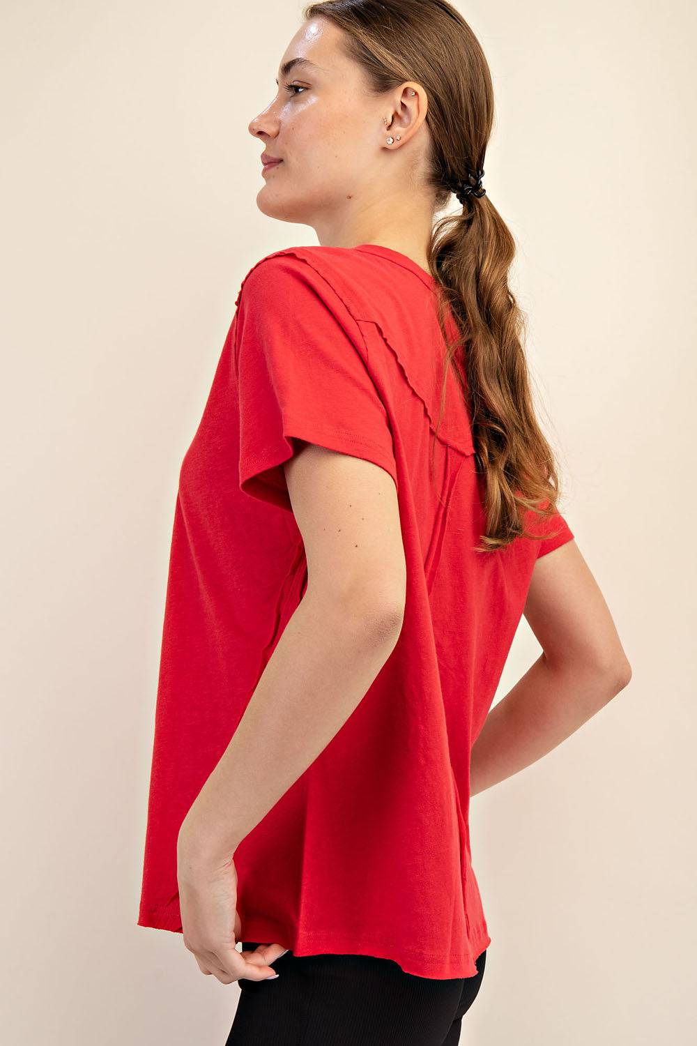 Cotton Slub Shot Sleeve Top - Hype Up