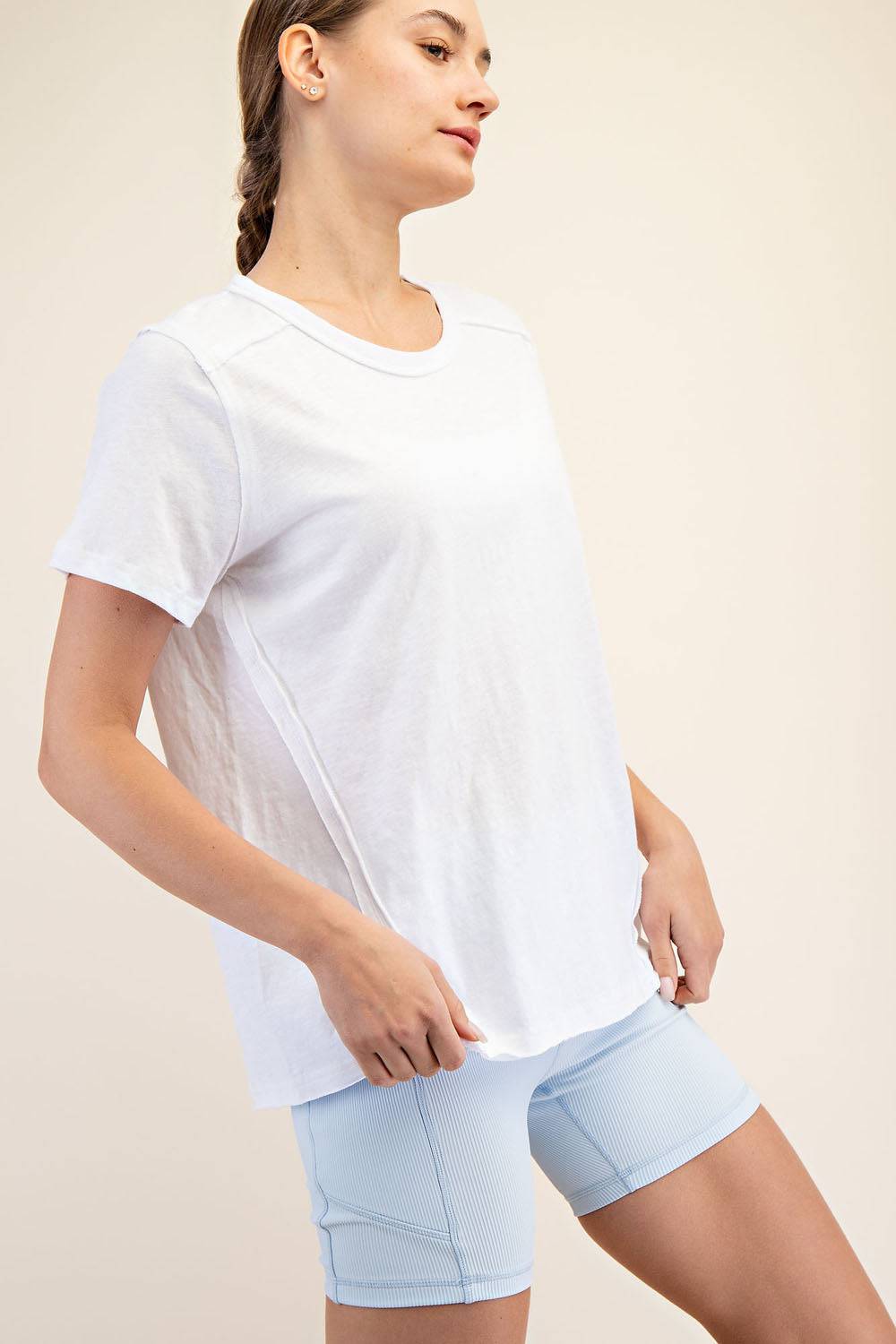 Cotton Slub Shot Sleeve Top - Hype Up