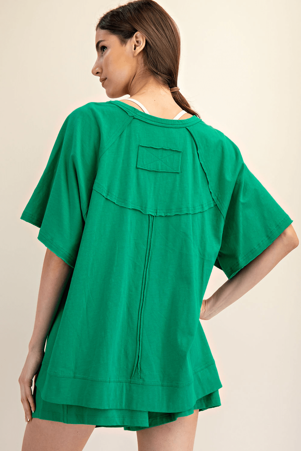 Cotton Slub Oversized Shot Sleeve Top - Hype Up