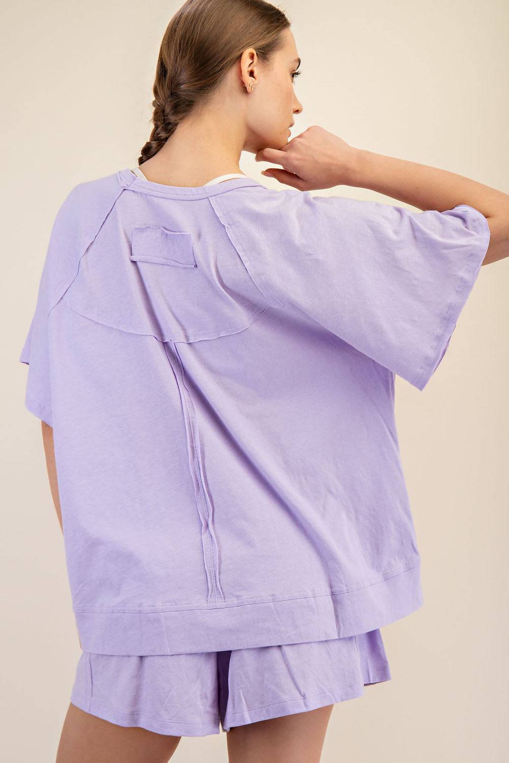Cotton Slub Oversized Shot Sleeve Top - Hype Up
