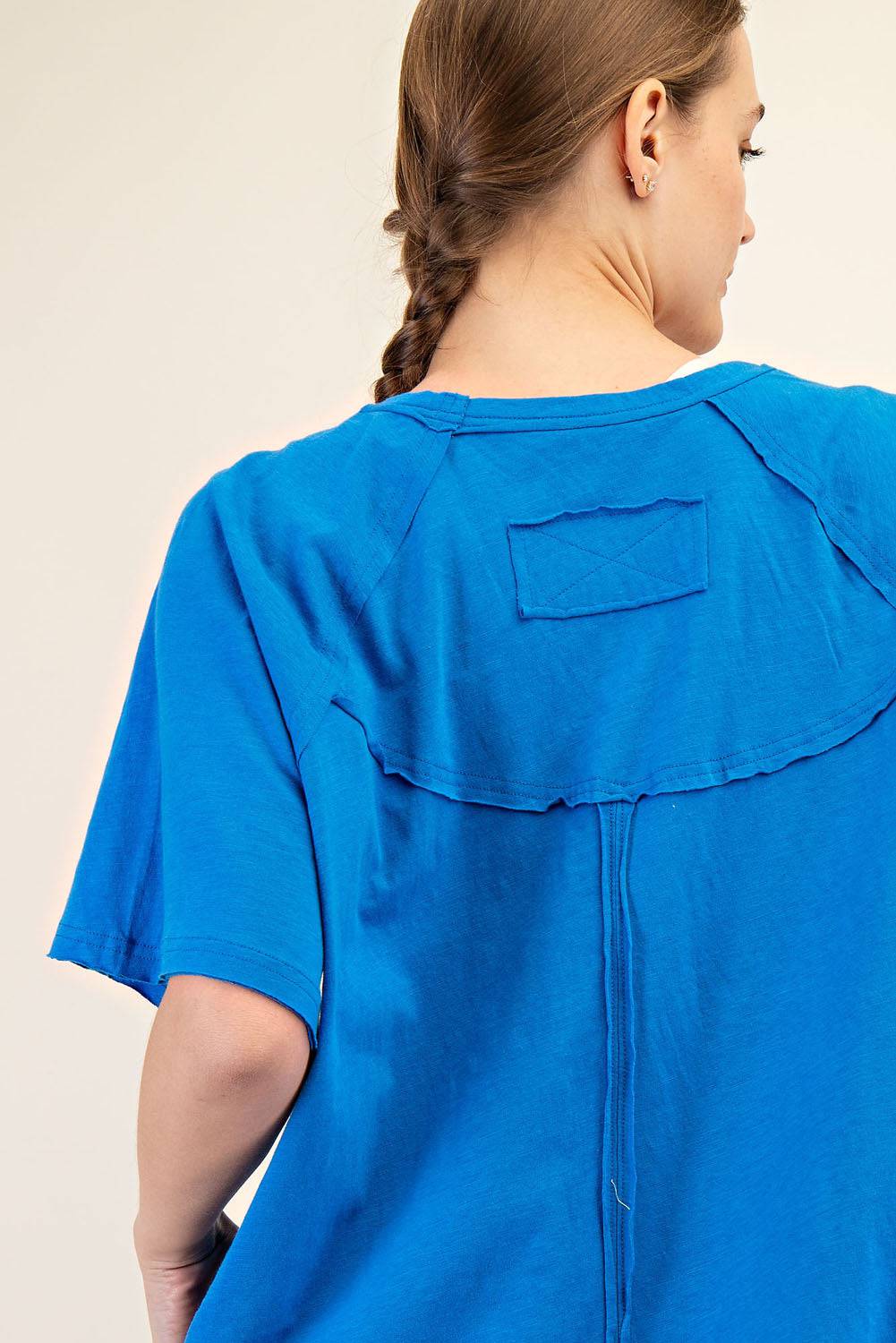 Cotton Slub Oversized Shot Sleeve Top - Hype Up