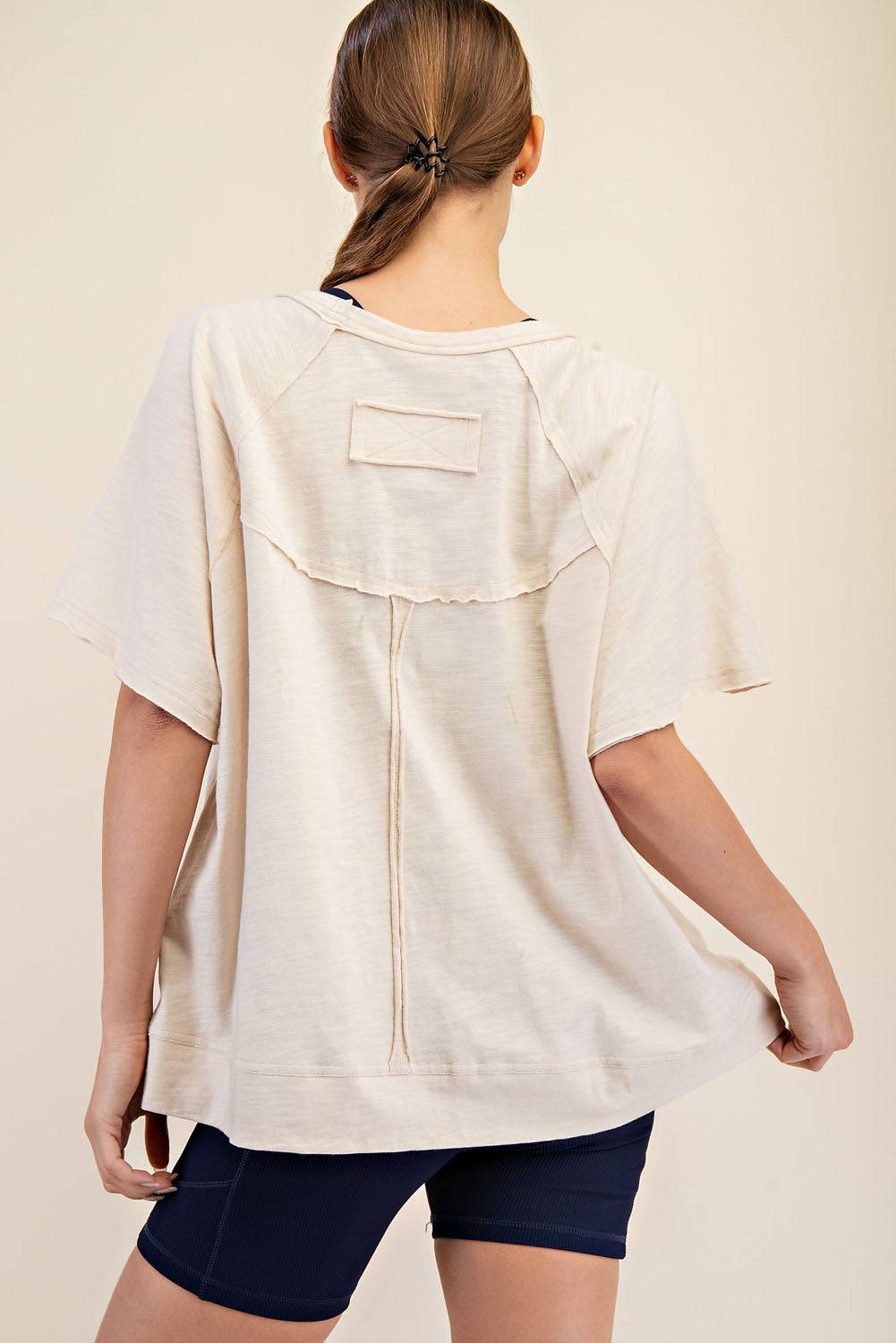 Cotton Slub Oversized Shot Sleeve Top - Hype Up